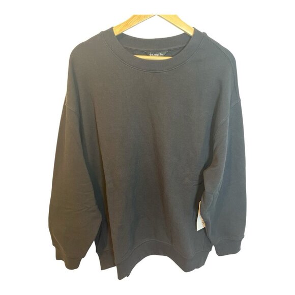 Athleta Women's Forever Fleece Crewneck Sweatshirt Size Large Black NWT - Picture 2 of 8